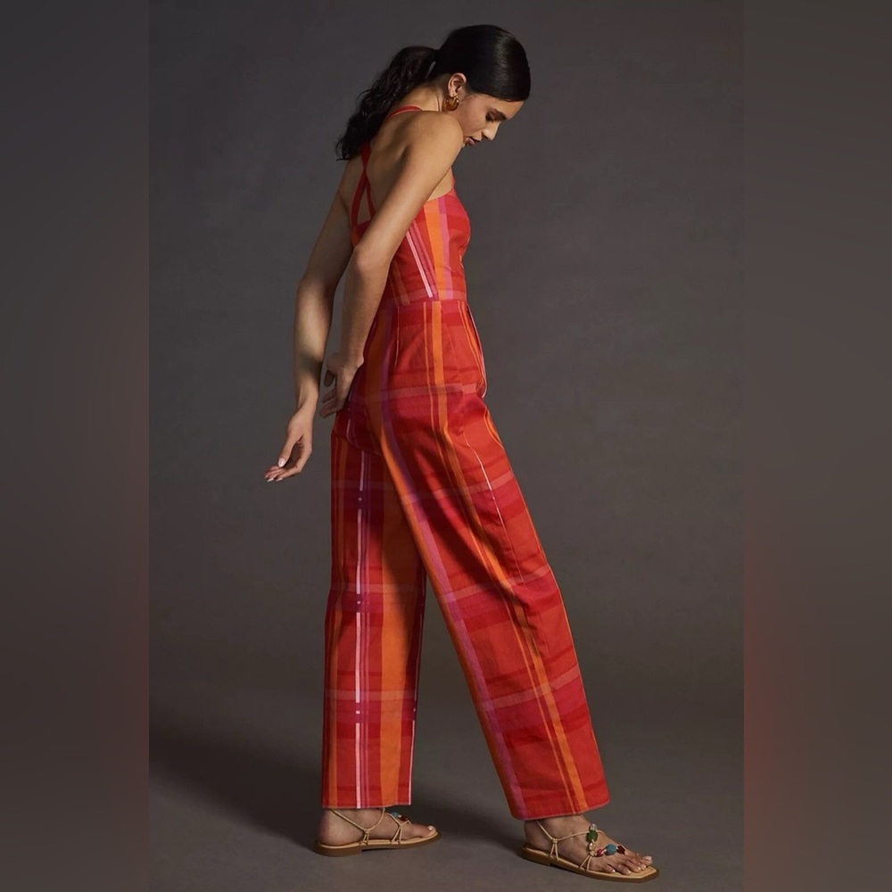 Corey Lynn Calter Orange Cotton‎ Blend Ayla Jumpsuit Sz. M - Picture 3 of 11